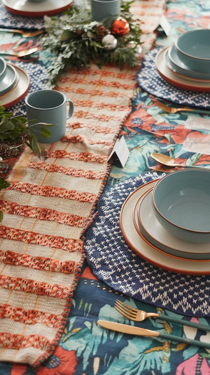Bohemian Christmas Table Linens