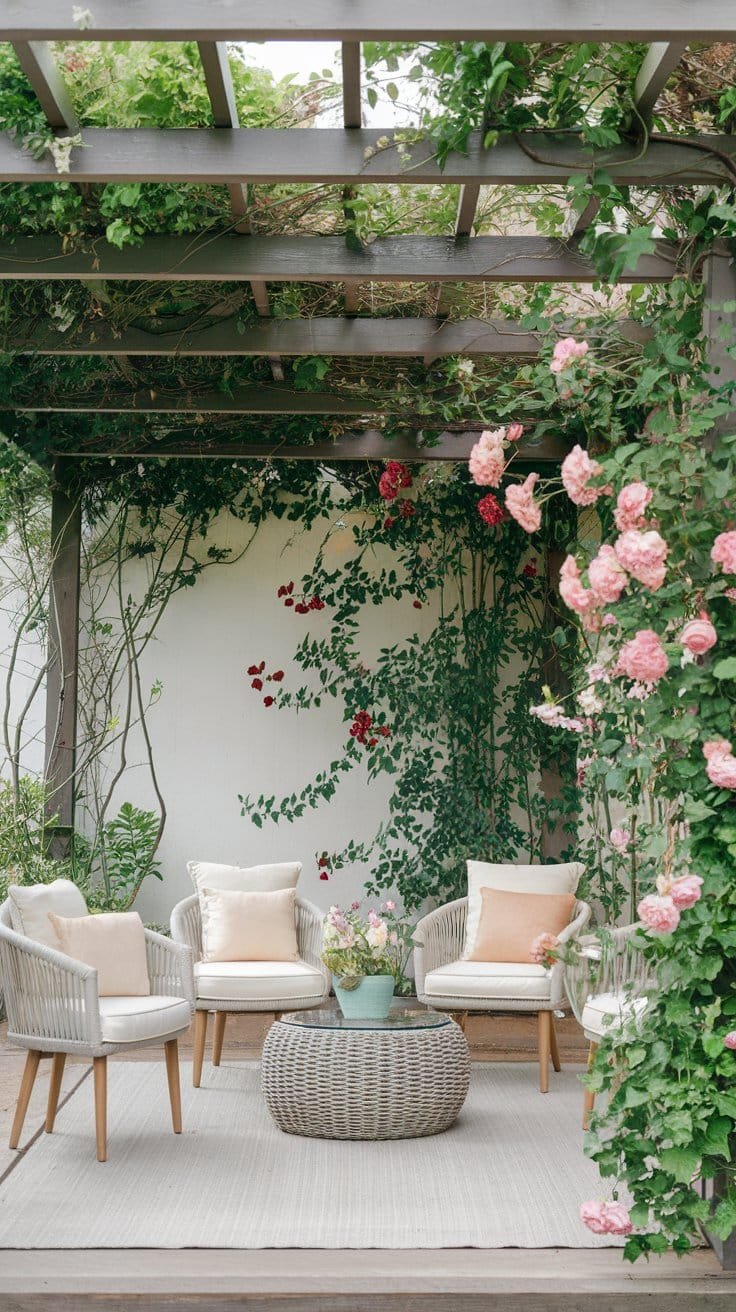 Create a shaded oasis with a pergola that features an overhead canopy for added comfort and privacy. This garden pergola idea offers a cool retreat during hot summer days. Discover the best garden pergola designs that incorporate canopies to provide extra shade and protection. Learn how to integrate a pergola into your garden by selecting the perfect materials and design to fit your backyard garden pergola.