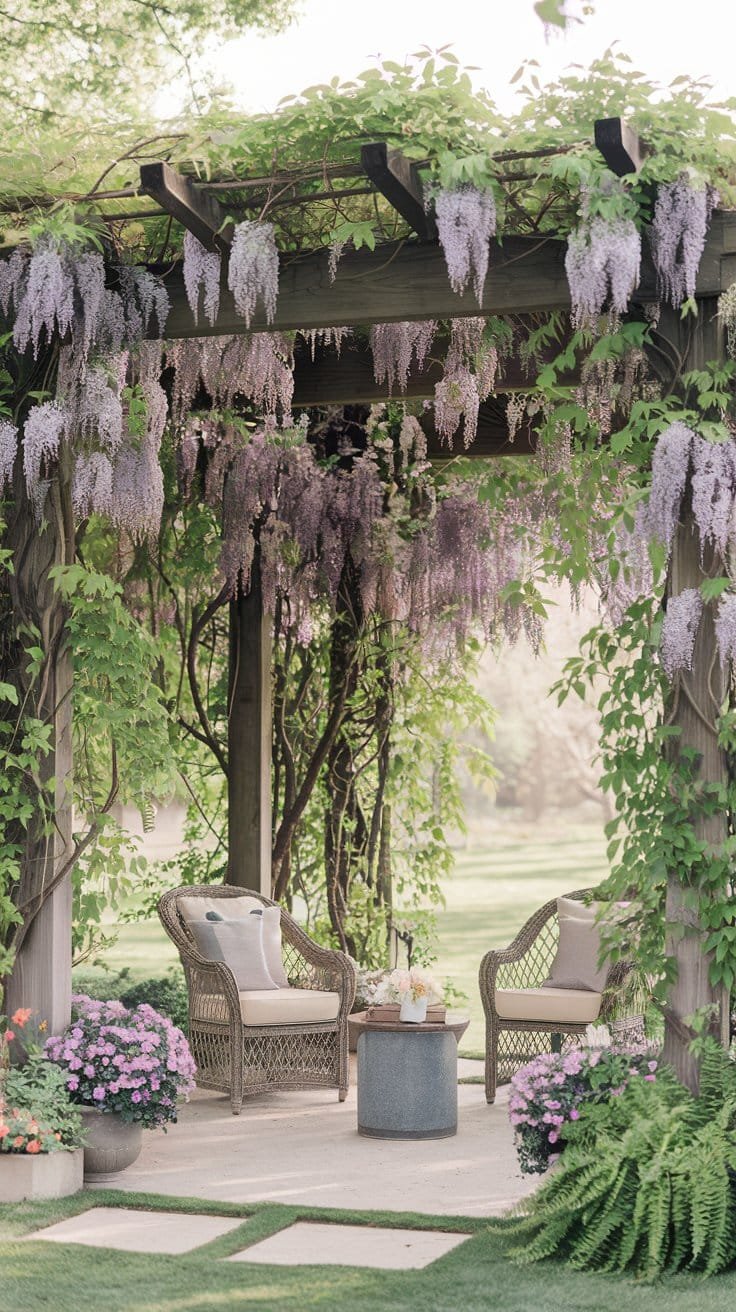 Enhance your garden with vine-covered pergola ideas, adding a lush and organic feel to your backyard. This pergola style blends seamlessly into your garden by incorporating climbing plants like wisteria or jasmine. Ideal for creating shaded areas, a vine-covered pergola provides year-round beauty, with changing colors each season. Discover the best garden pergola designs that bring nature closer to your outdoor living space.